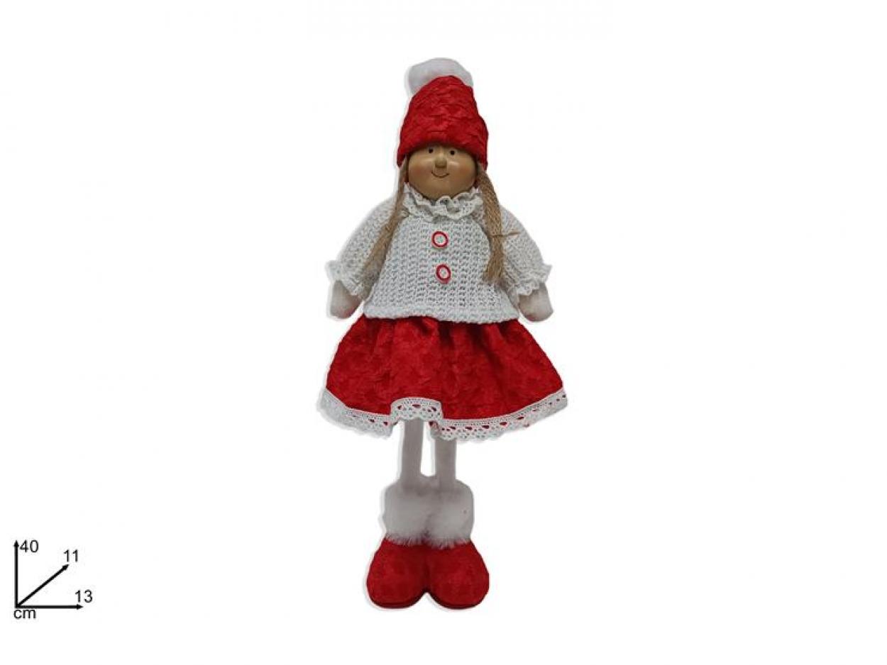 BAMBOLA CON VESTITO ROSSO E MAGLIA LANA CON MERLETTO 291253 40649