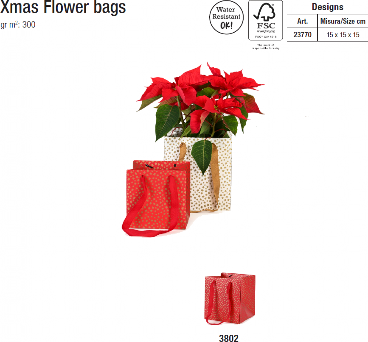 XMAS FLOWER BAGS 15x15x15cm 3802 23770 41277