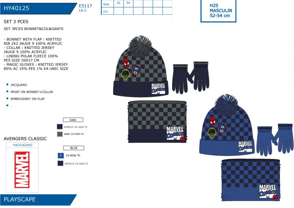 HY40125 SET 3PCES BONNET&COL&GANTS M 40892