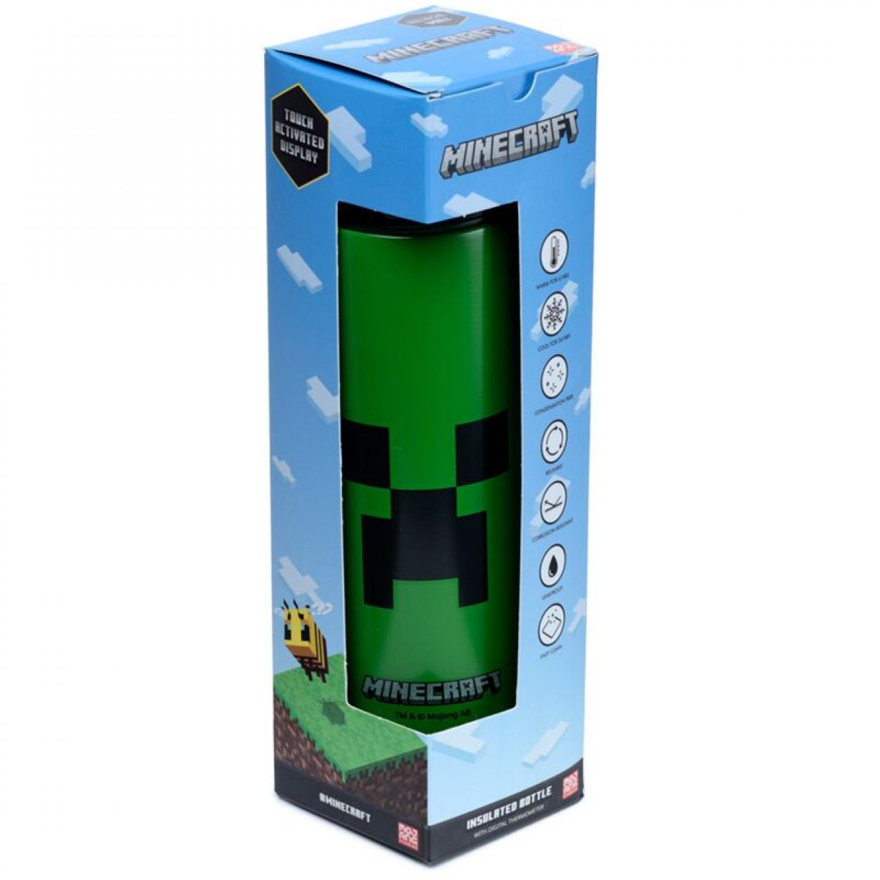 BOT183 BOTTIGLIA TERMICA IN ACCIAIO CON TERMOMETRO CREEPER MINECRAFT 41273
