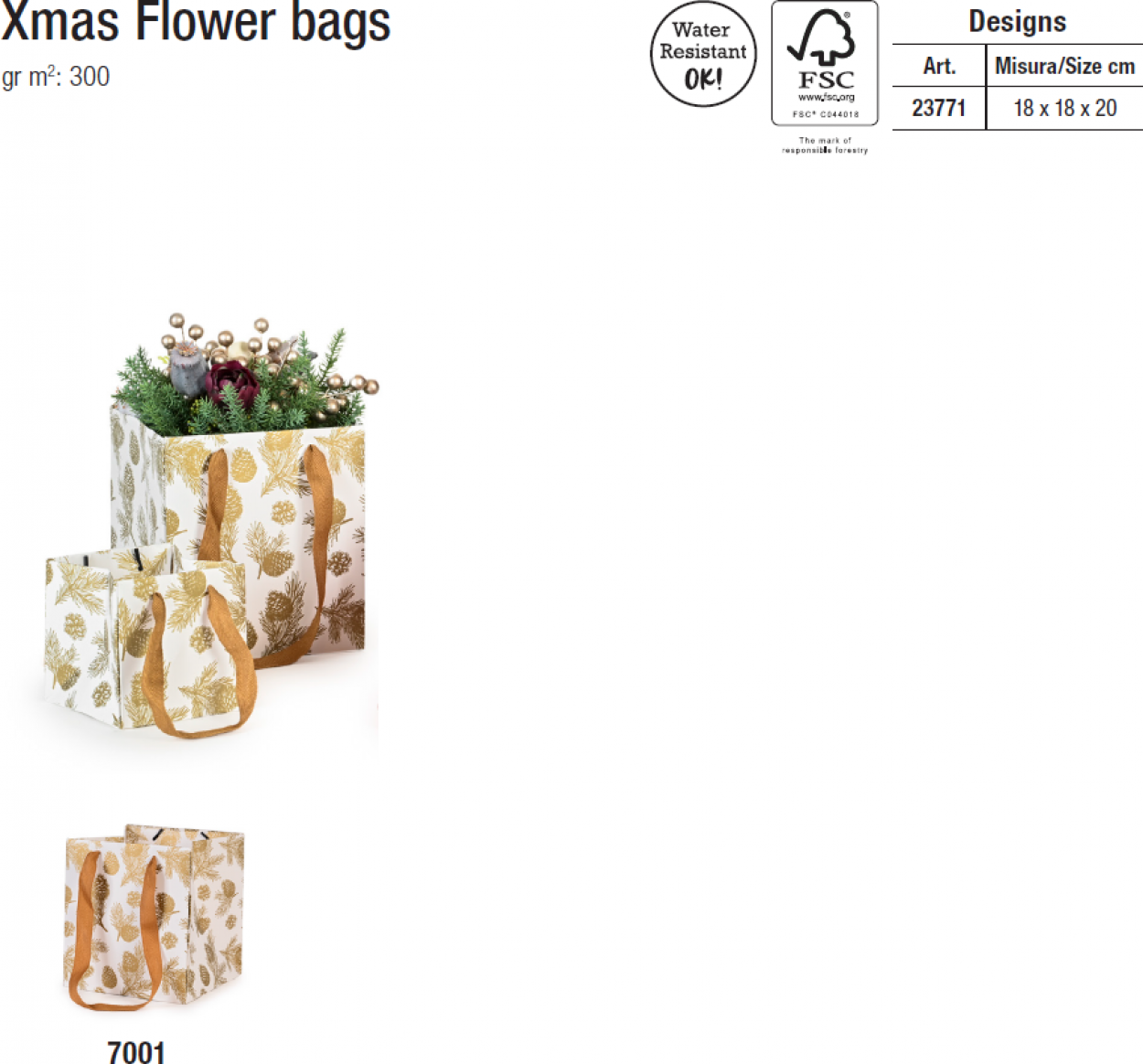 XMAS FLOWER BAGS 18x18x18cm 7001 23771 41277