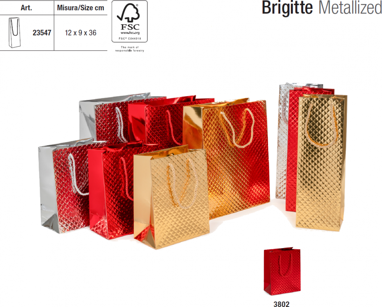 BRIGITTE METALLIZED BAGS 12x9x36cm 3802 23547 41277