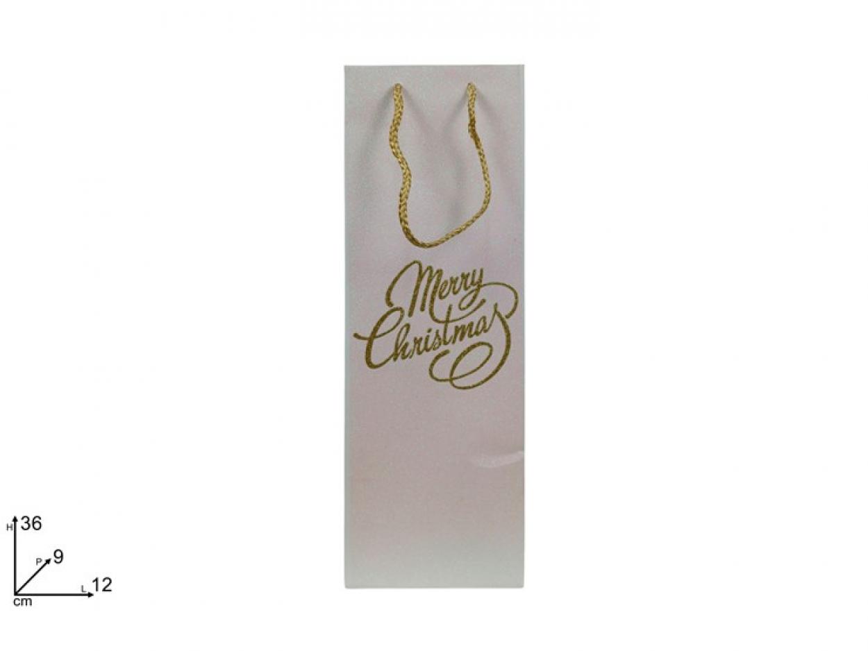 BUSTA REGALO BIANCA GLITTERATA SCRITTA ORO GLITTER 36x12x9cm 389257 40649