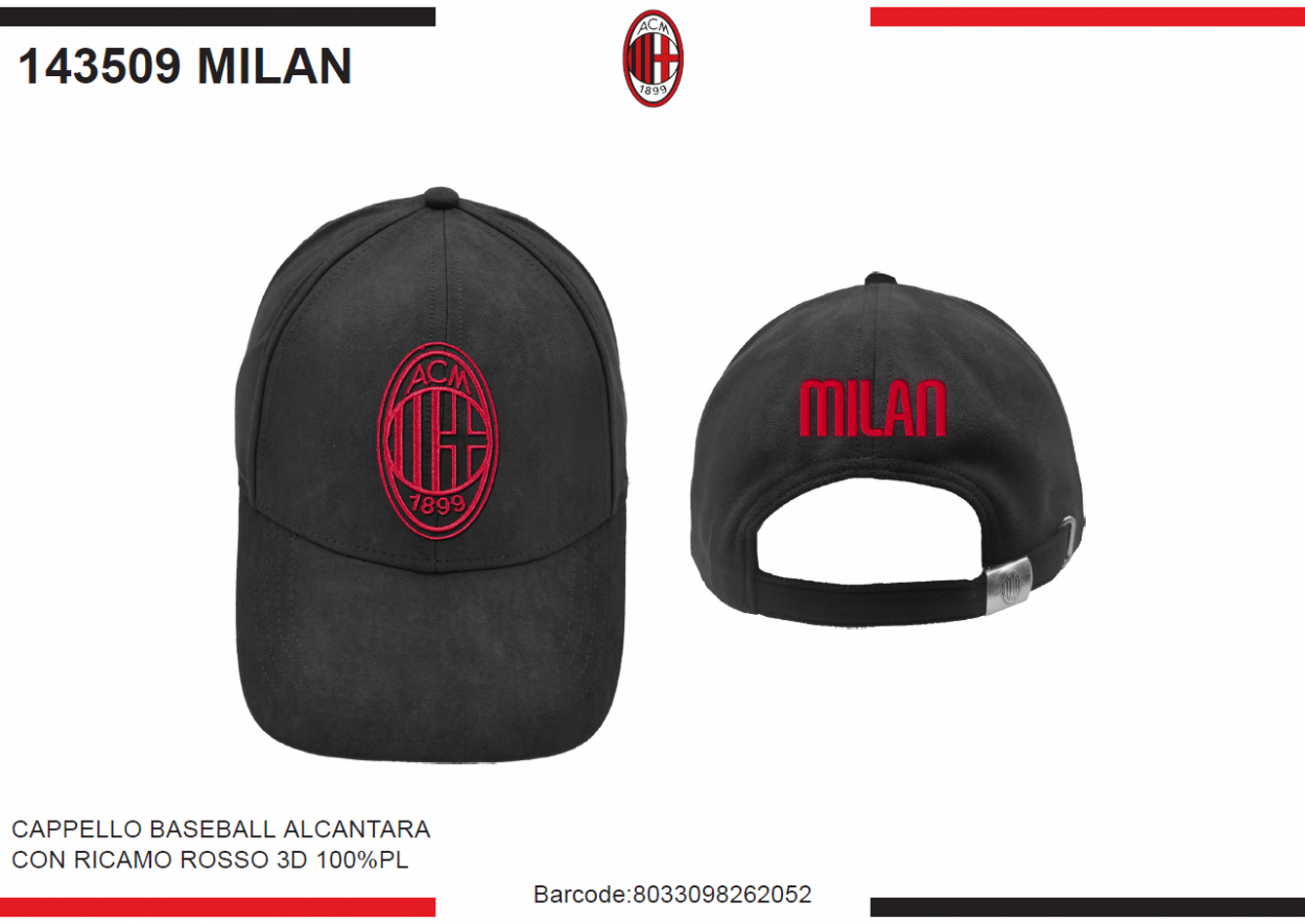 CAPPELLO BASEBALL ALCANTARA RICAMATO MILAN 143509 MILAN 40351