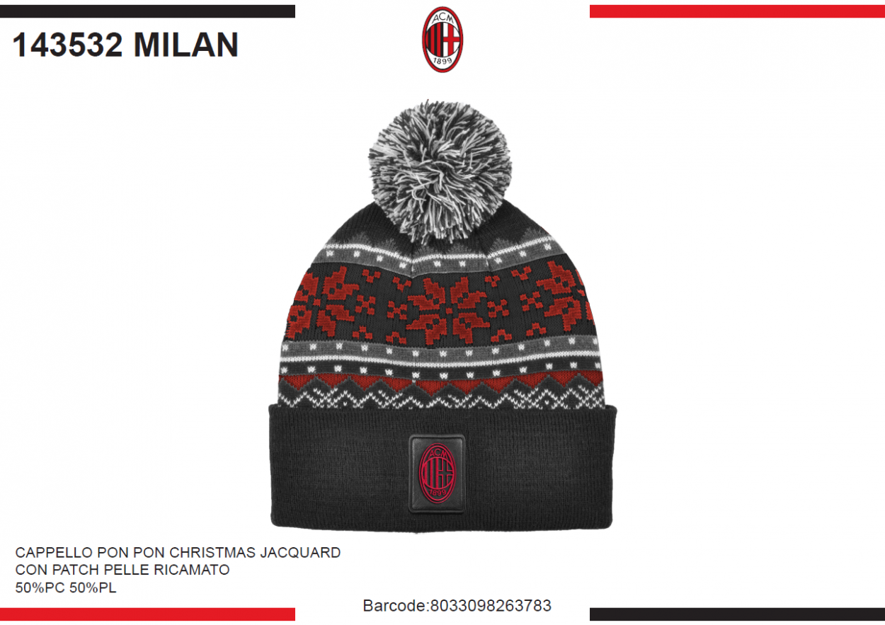 CAPPELLO JACQUARD PATCH PELLE MILAN 143532 MILAN 40351