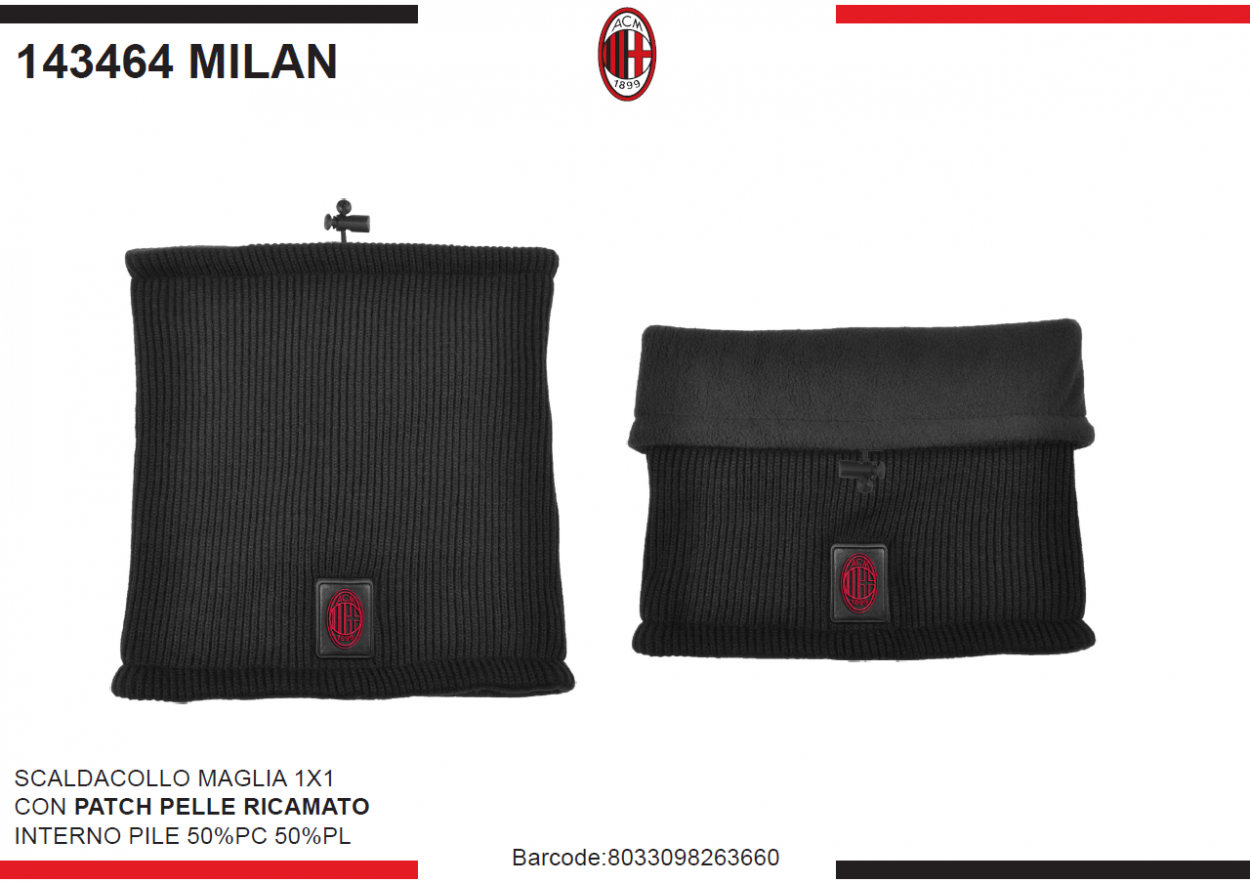 SCALDACOLLO MAGLIA 1X1 PATCH PELLE RICAMATO INT.PILE MILAN 143464 MILAN 40351
