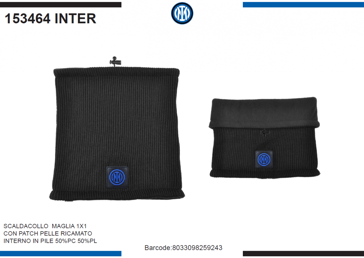 SCALDACOLLO MAGLIA 1X1 PATCH PELLE RICAMATO INT.PILE INTER 153464 INTER 40351