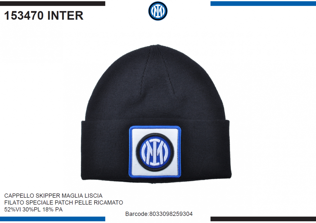 CAPPELLO SKIPPER MAGLIA LISCIA PATCH PELLE RICAMATO INTER 153470 INTER 40351