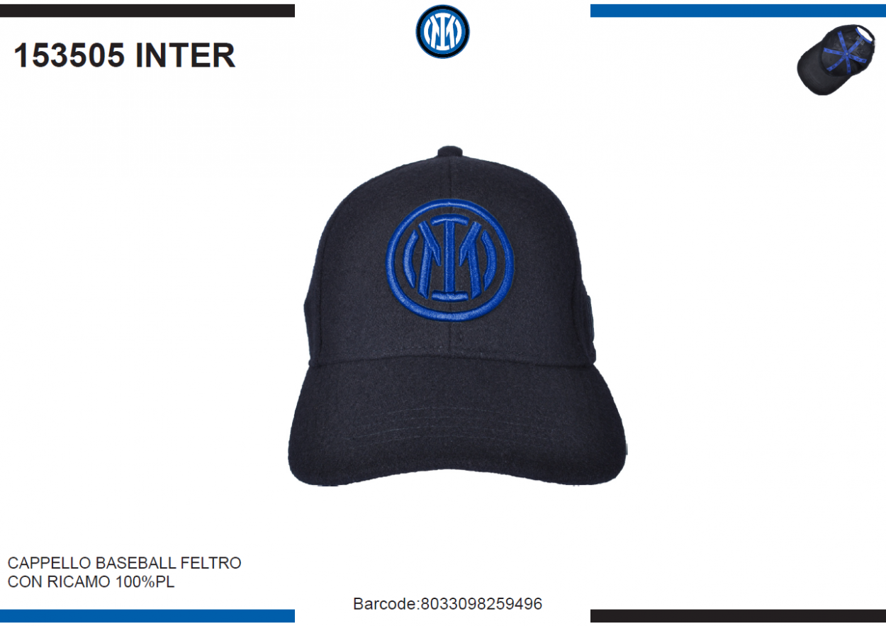 CAPPELLO BASEBALL FELTRO RICAMO INTER 153505 INTER 40351
