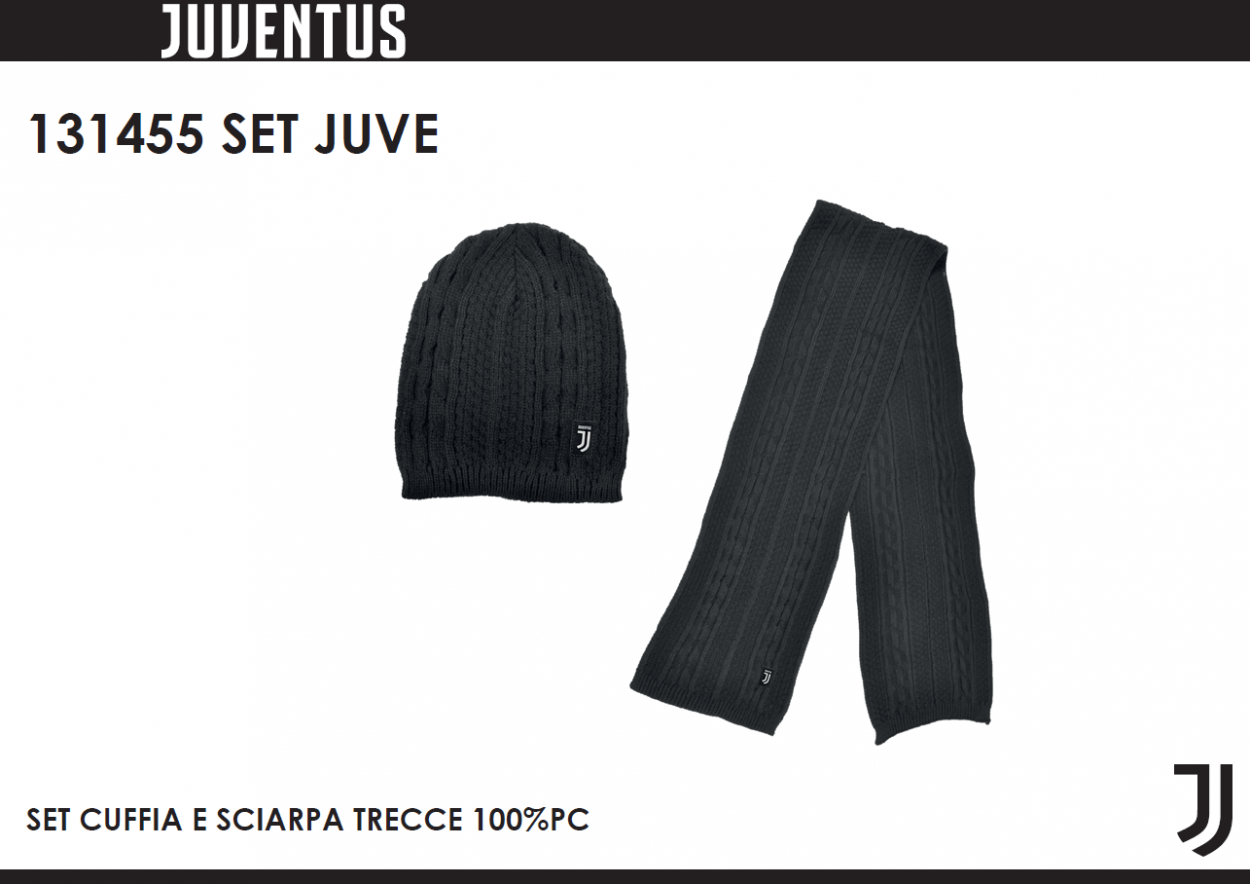 SET CAPPELLO CUFFIA E SCIARPA TRECCE JUVENTUS 131455 SET JUV 40351