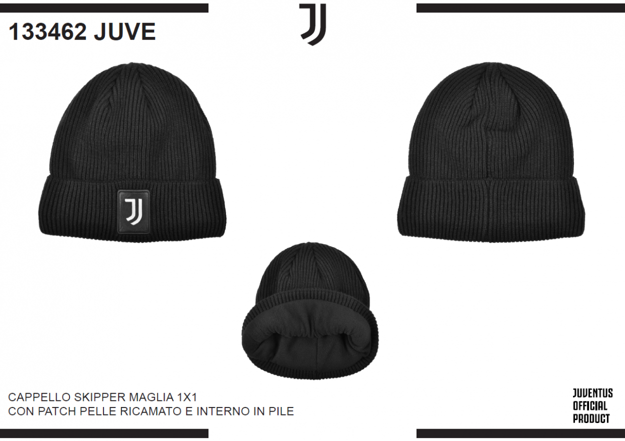 CAPPELLO SKIPPER MAGLIA 1X1 PATCH PELLE RICAMATO INT.PILE 133462 JUVE 40351