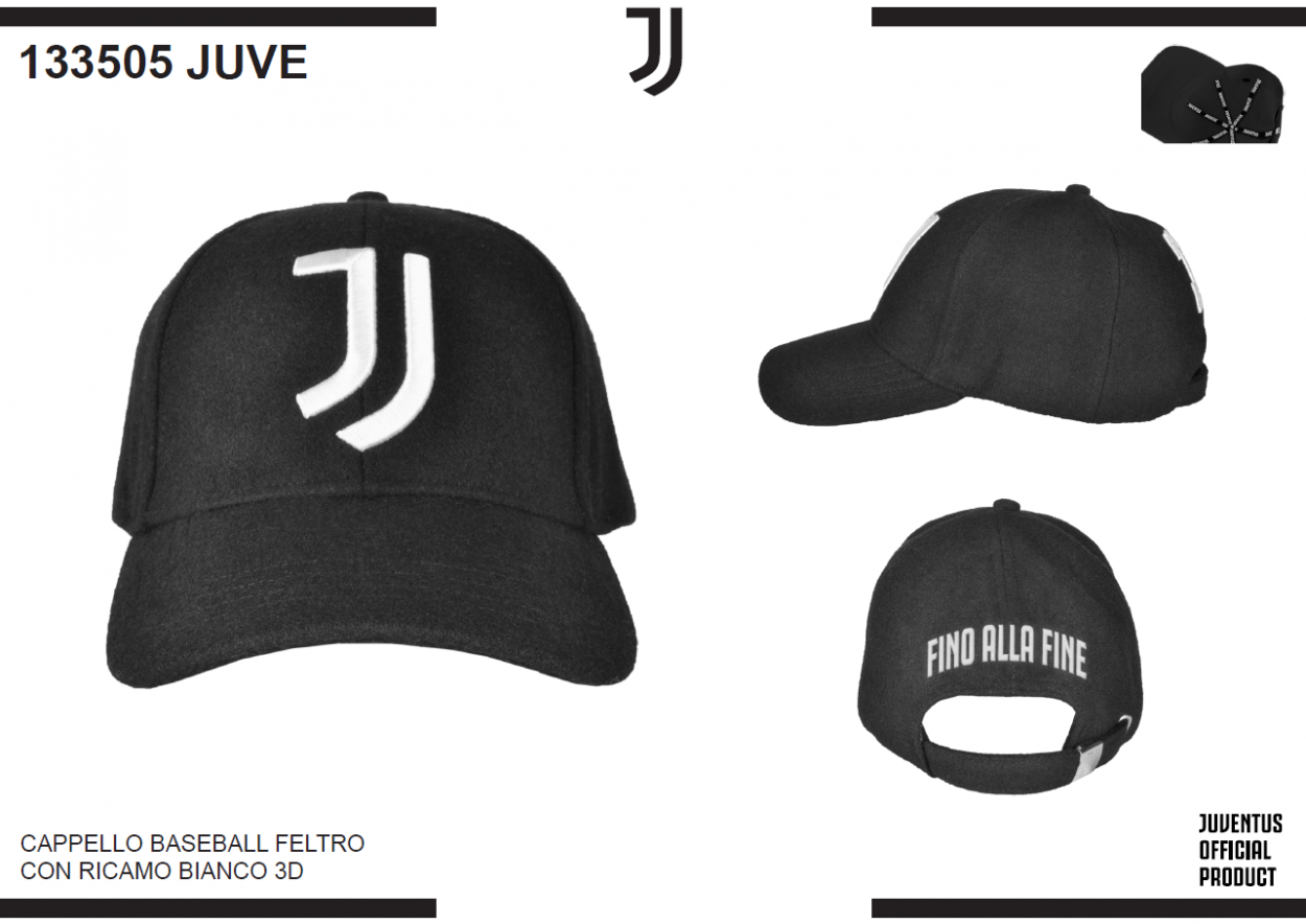 CAPPELLO BASEBALL FELTRO RICAMO BIANCO JUVENTUS 133505 JUVE 40351