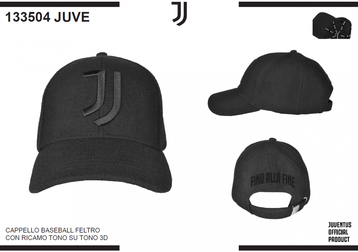 CAPPELLO BASEBALL FELTRO RICAMO NERO JUVENTUS 133504 JUVE 40351