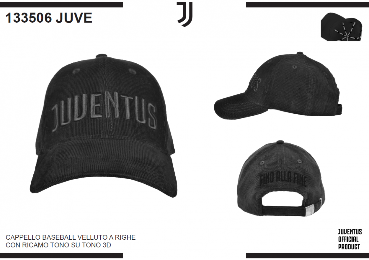 CAPPELLO BASEBALL VELLUTO RICAMO NERO JUVENTUS 133506 JUVE 40351