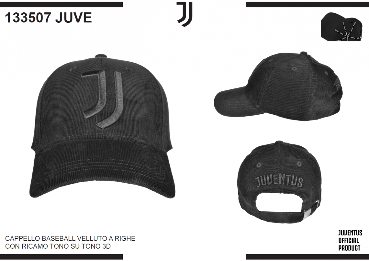 CAPPELLO BASEBALL VELLUTO RICAMO NERO JUVENTUS 133507 JUVE 40351
