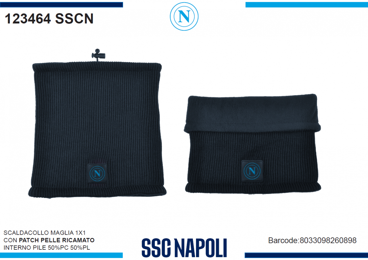 SCALDACOLLO MAGLIA 1X1 PATCH PELLE RICAMATO SSC NAPOLI 123464 SSCN 40351