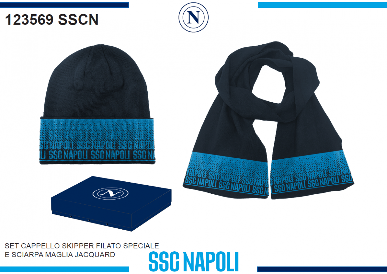 SET SCIARPA E CAPPELLO SKIPPER JACQUARD LOGATO 123569 SSCN 40351