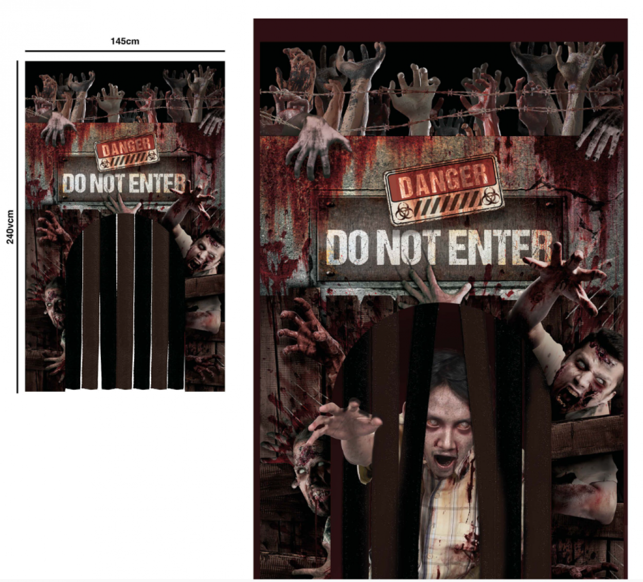 DECORAZIONE PORTA CON ZOMBIE E TENDA 145x240cm 24734 52833