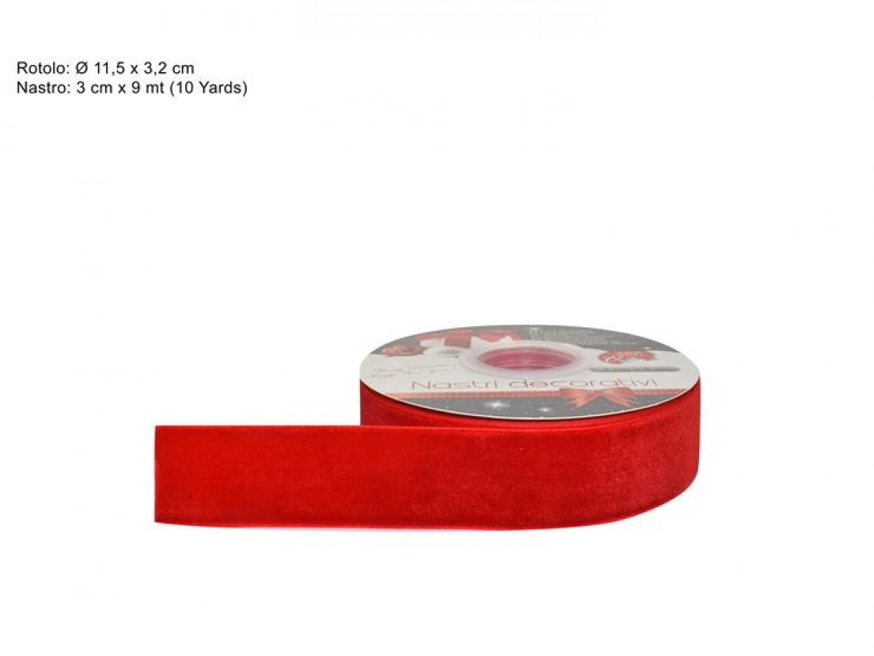 NASTRO VELLUTO 3cmx9mt ROSSO 546383 40649