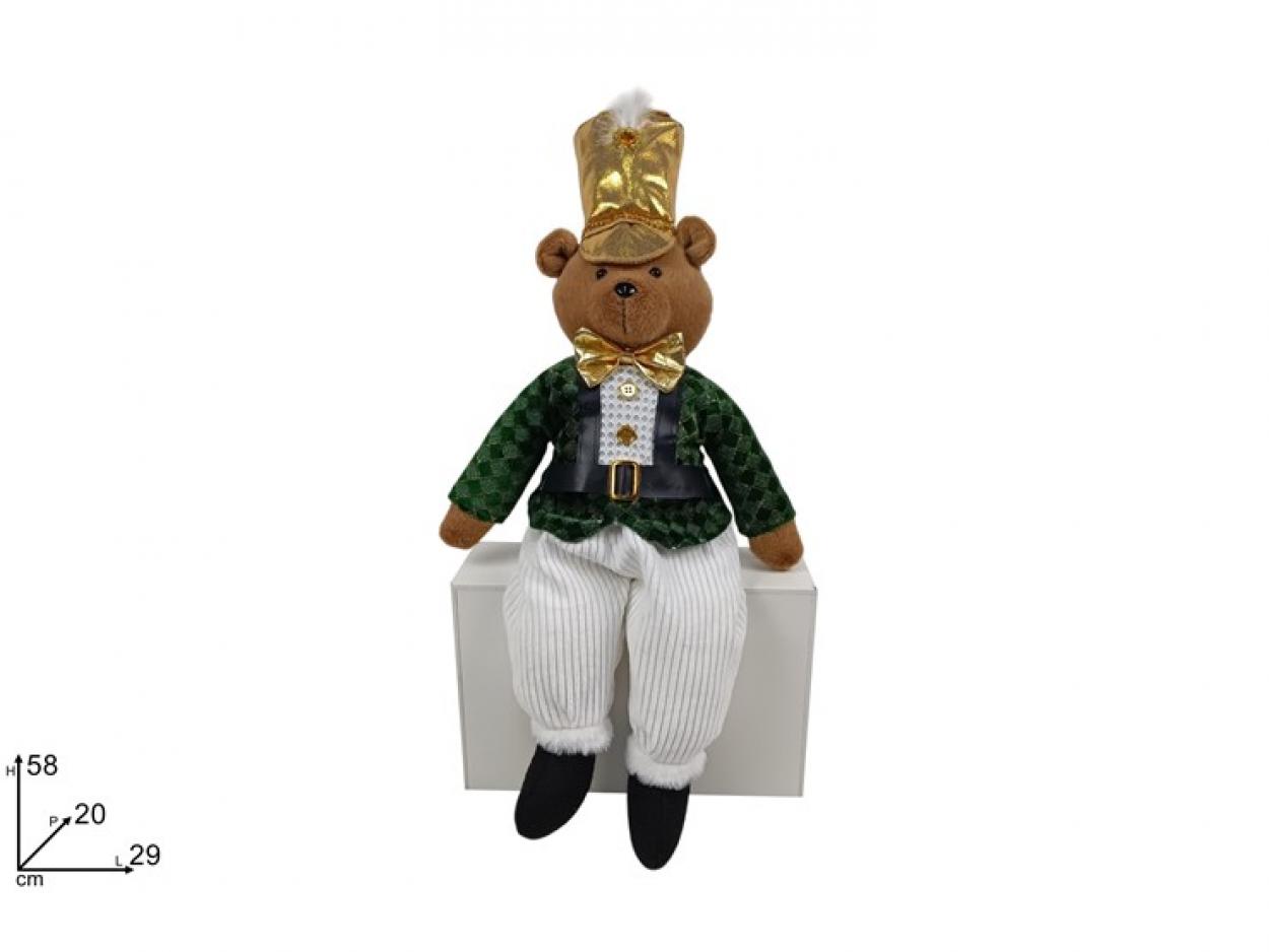 ORSO SOLDATO SEDUTO 58cm CON GIACCA VERDE 381190 40649