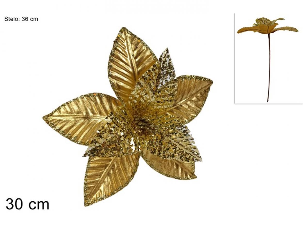 STELO FIORE 30cm CON PAILLETTES ORO 379609 40649