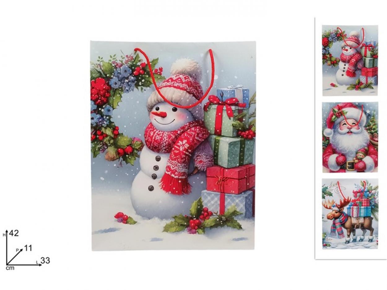 BUSTA REGALO SOGGETTO NATALIZIO 42x33x11cm 388502 40649