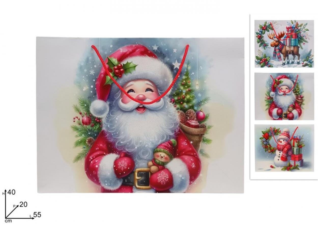 BUSTA REGALO ORIZZONTALE SOGGETTO NATALIZIO 55x40x20cm 2388564 40649