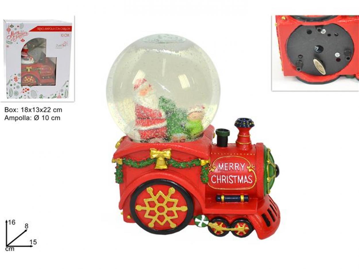 AMPOLLA NATALIZIA 10cm CON TRENO E CARILLON 997594 40649