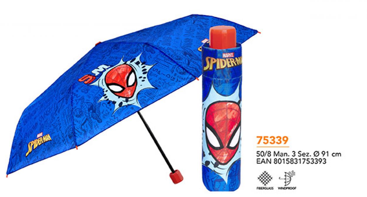 OMBRELLO MINI MANUALE 50cm ANTIVENTO SPIDERMAN 75339 40035