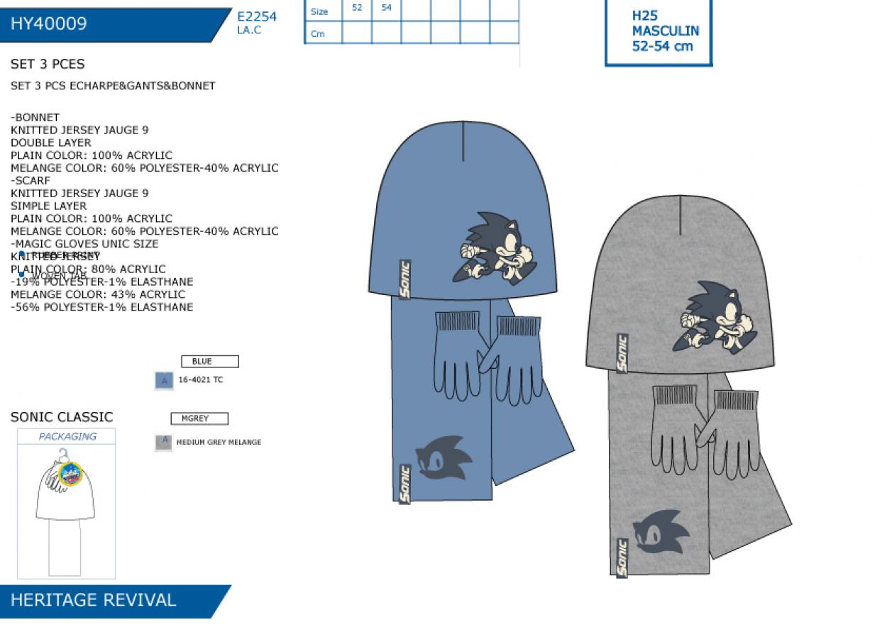HY40009 SET 3 PCS ECHARPE&GANTS&BONNET M 40892
