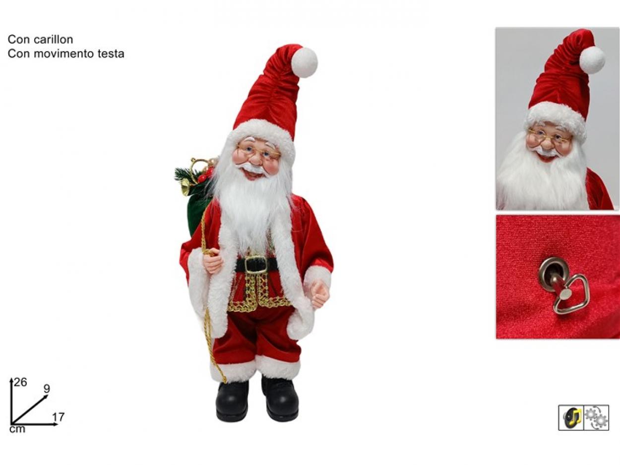 BABBO NATALE 45cm CON SACCO CON CARILLON 267173 40649