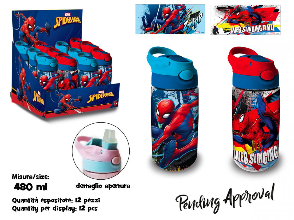 M12154 MC BORRACCIA TRASPARENTE CON CANNUCCIA IN SK 480ml SPIDERMAN 40002