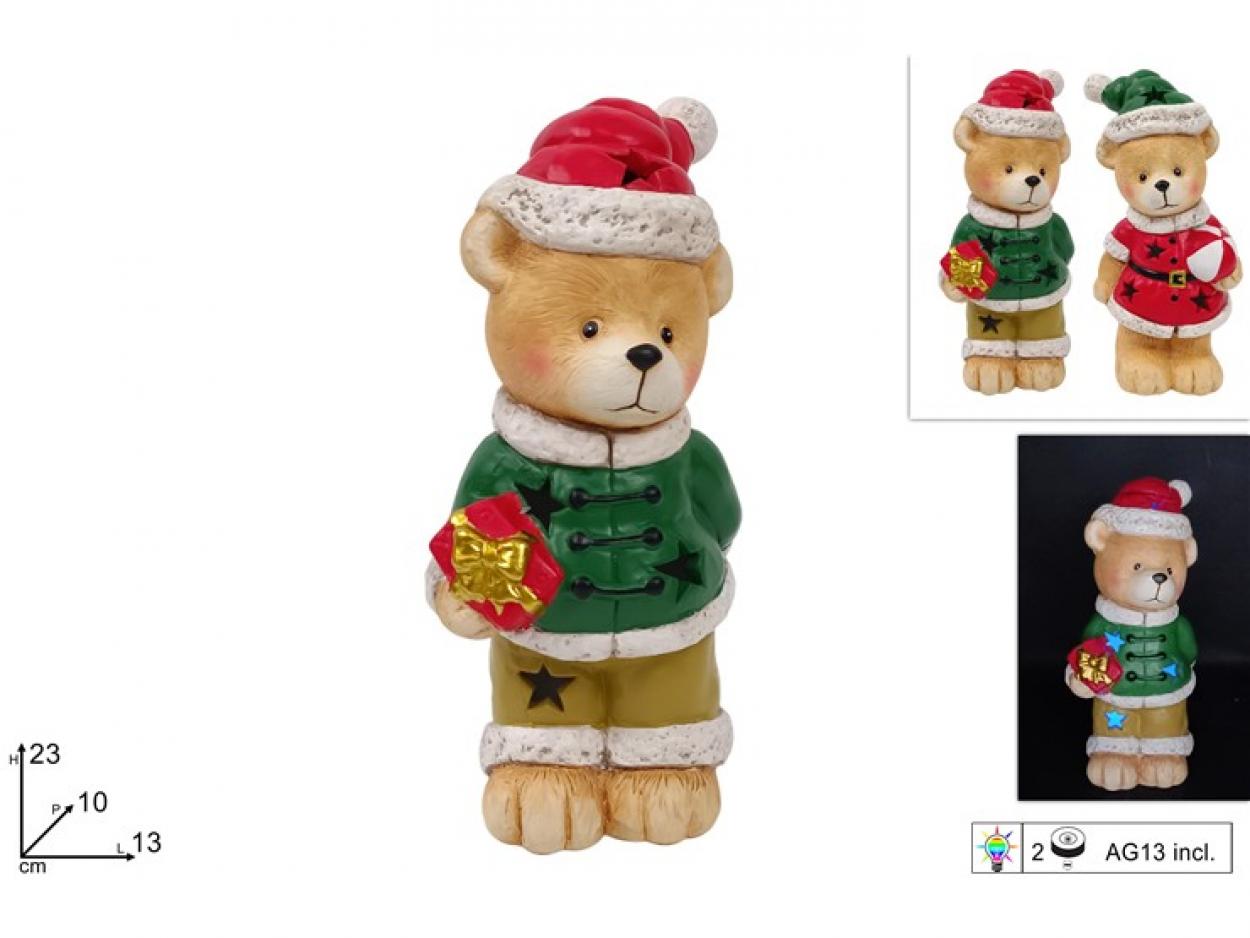ORSO NATALZIO 23cm CERAMICA CON LUCE 384436 40649