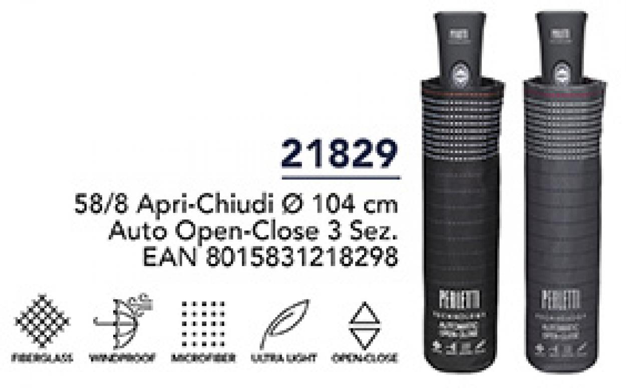 OMBRELLO UOMO MINI A/C 58/8 LIGHT RIGATO TECHNOLOGY 21829 40035