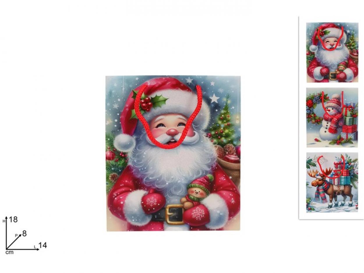 BUSTA REGALO SOGGETTO NATALIZIO 18x14x8cm 388465 40649