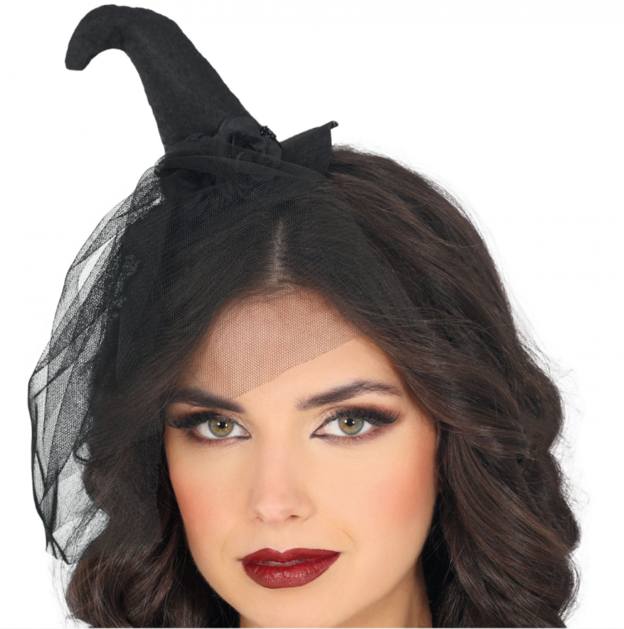 MINI CAPPELLO STREGA NERO CON VELO NERO 29325 52833