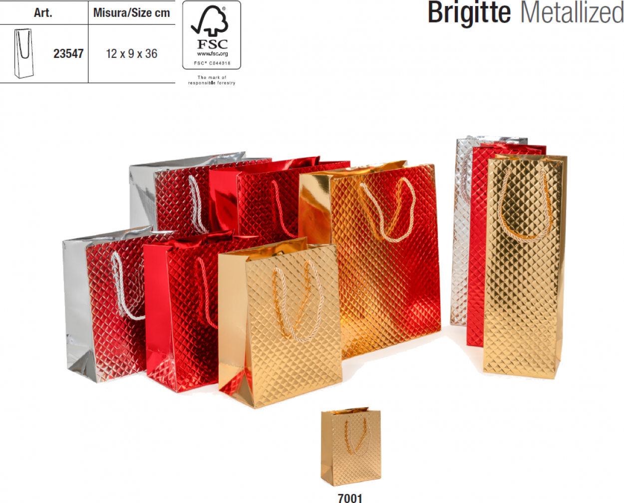 BRIGITTE METALLIZED BAGS 12x9x36cm 7001 23547 41277