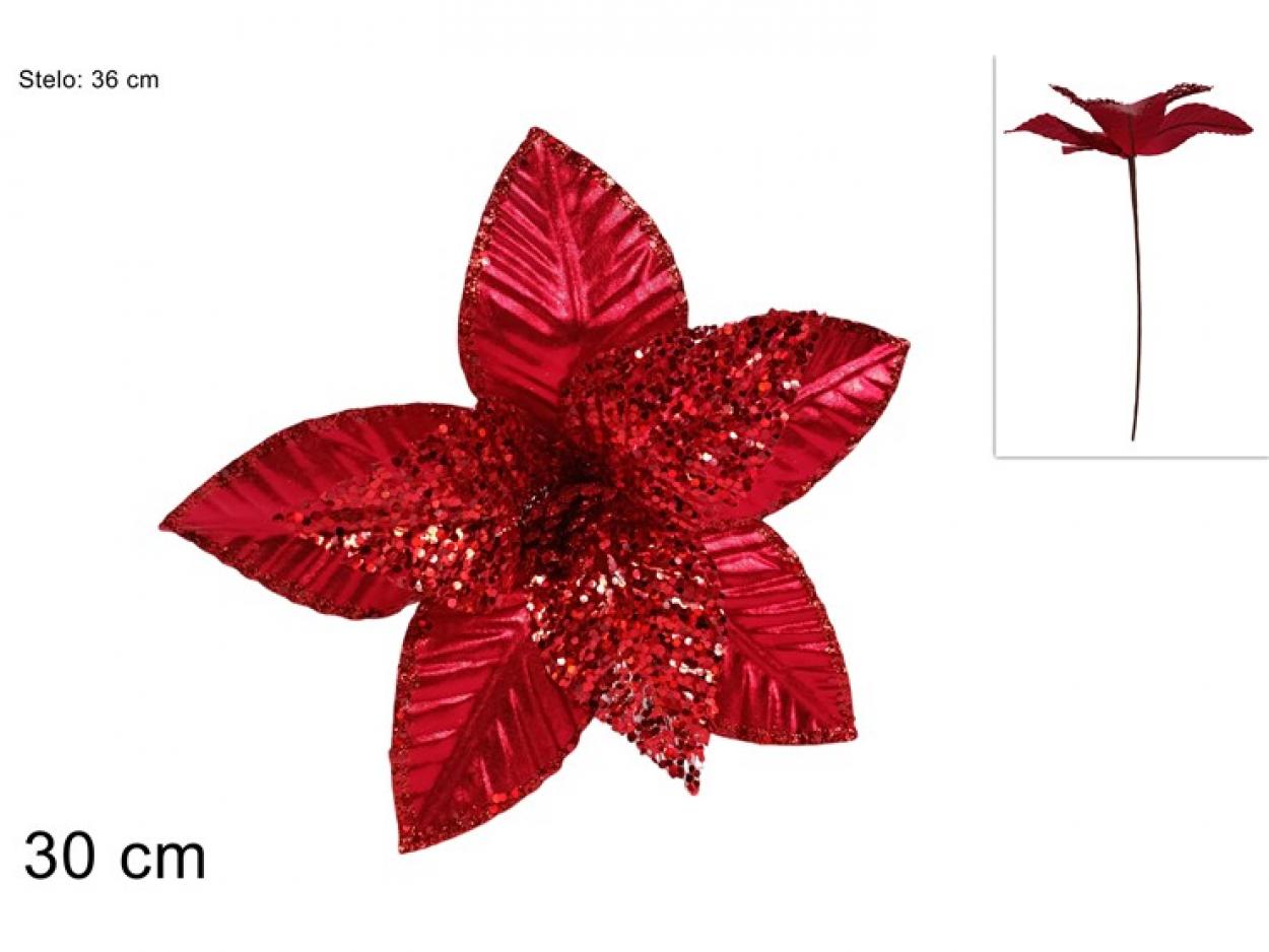 STELO FIORE 30cm CON PAILLETTES ROSSO 379593 40649