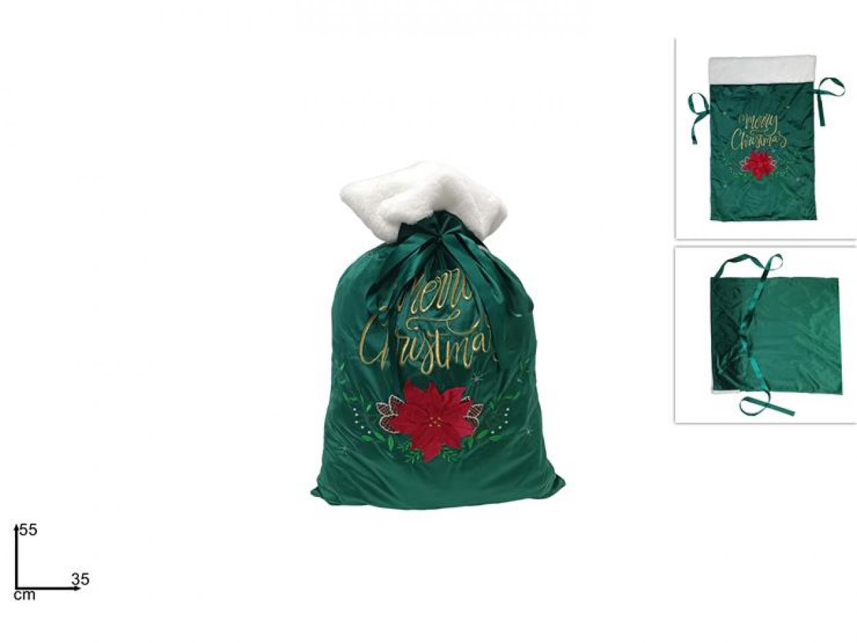 SACCO NATALIZIO VERDE MERRY CHRISTMAS 35x55cm 295107 40649