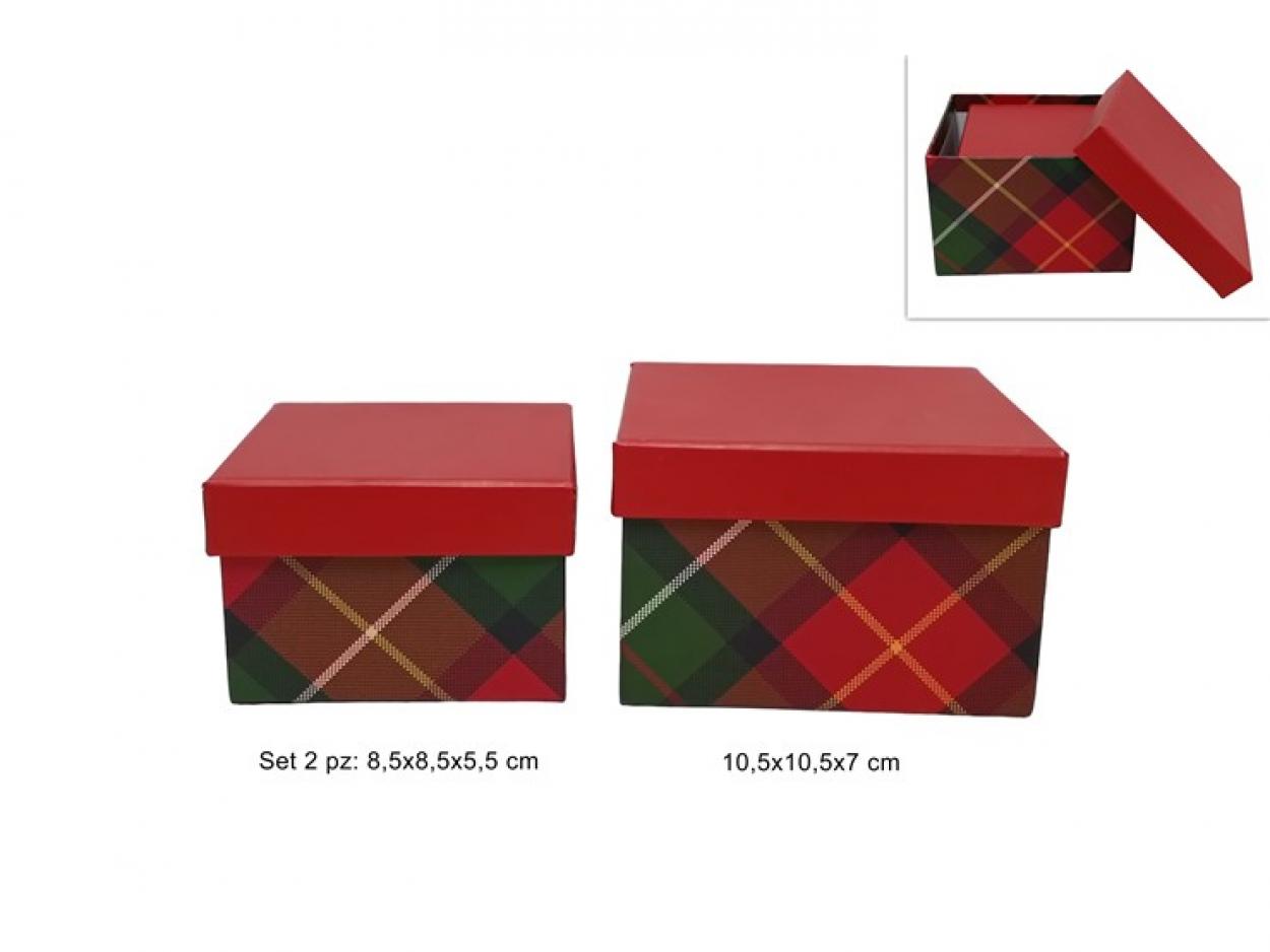 SCATOLE QUADRATE SET 2pz DECORO SCOZZESE 302973 40649