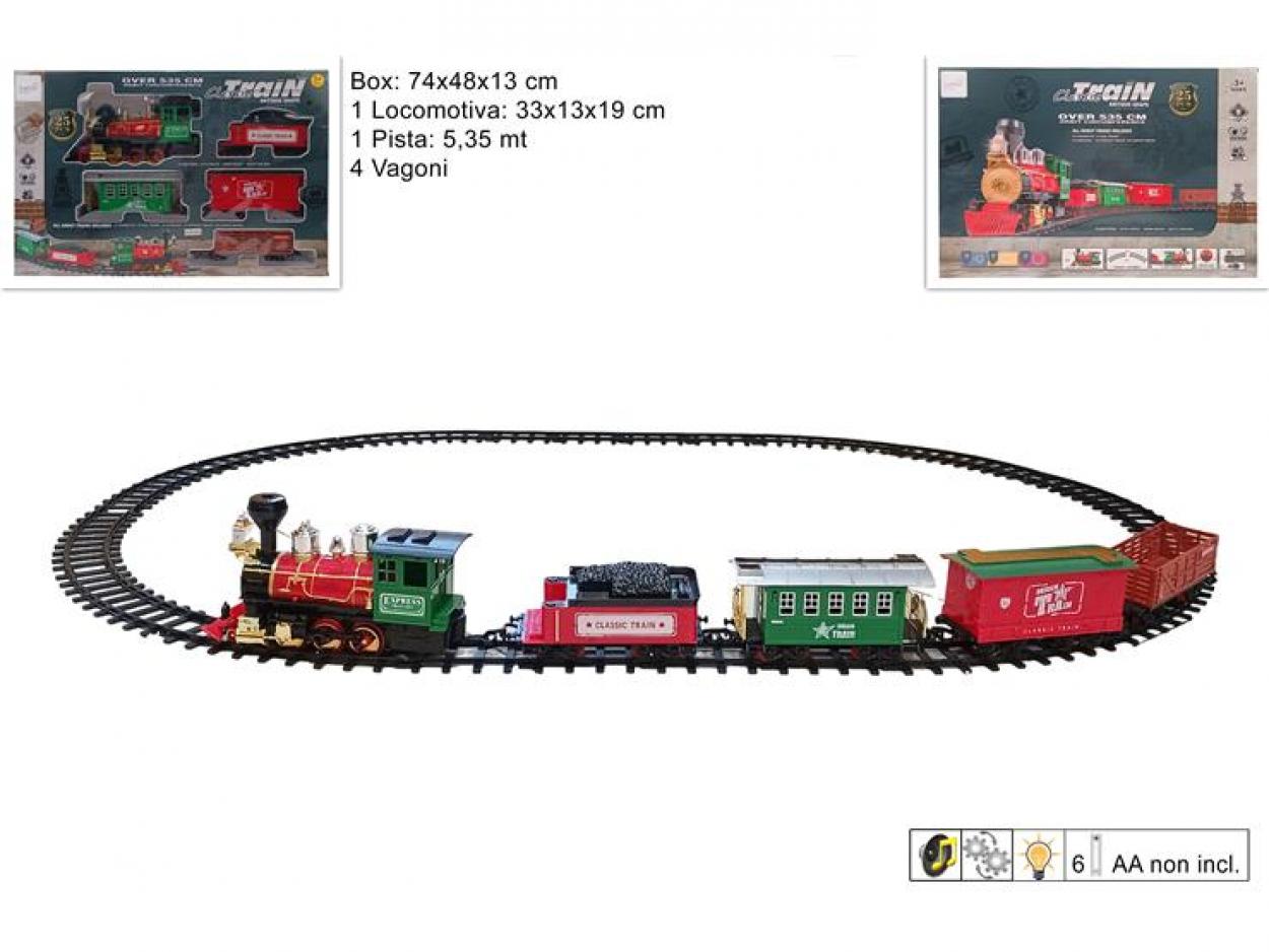 TRENO CON 4 VAGONI CON PISTA 5.35MT CON MUSICA/MOVIMENTO E LUCE 245751 40649