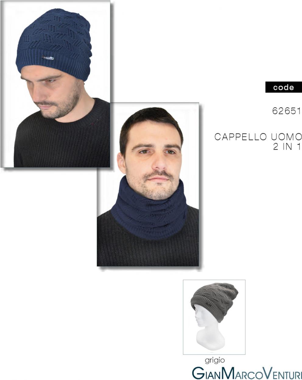 CAPPELLO UOMO 2 IN 1 GRIGIO 62651GR 41100