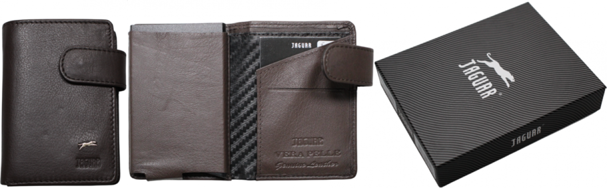 PF701-89/JAG PORTAFOGLIO IN PELLE UOMO JAGUAR CASTANO 10,5x7cm 40882