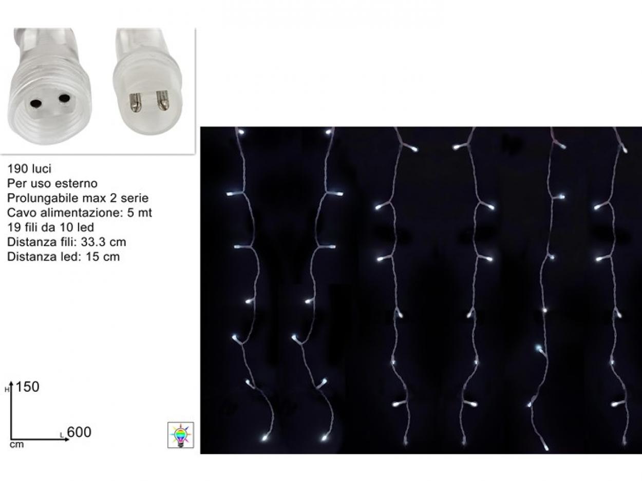 TENDA FLASH 190LED 6x1.5MT PROLUNGABILE BIANCO FREDDO 395982 40649