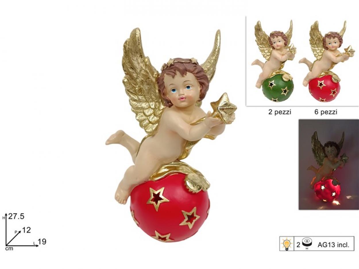 ANGELO 27,5cm SU PALLA CON DECORO ORO CON LUCE 365015 40649