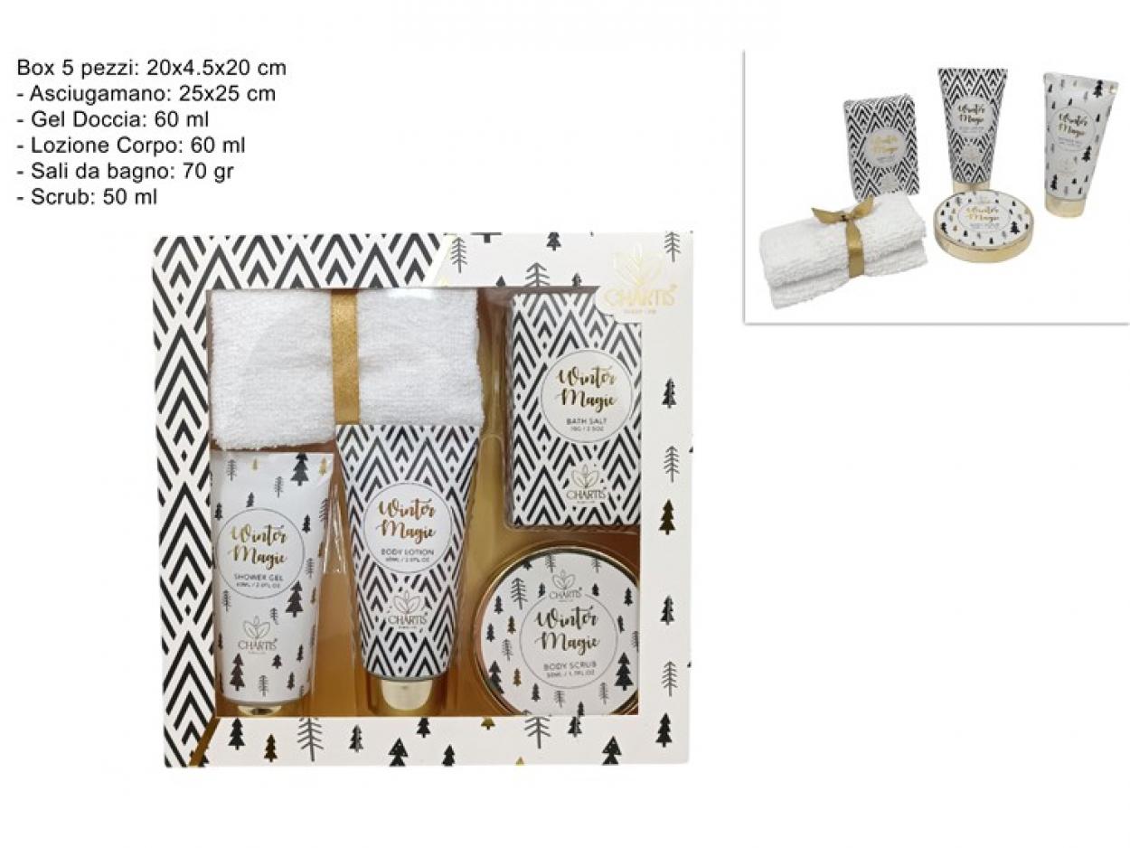 CONFEZIONE REGALO NATALIZIA NERO/ORO SET DA BAGNO 5pz 402079 40649