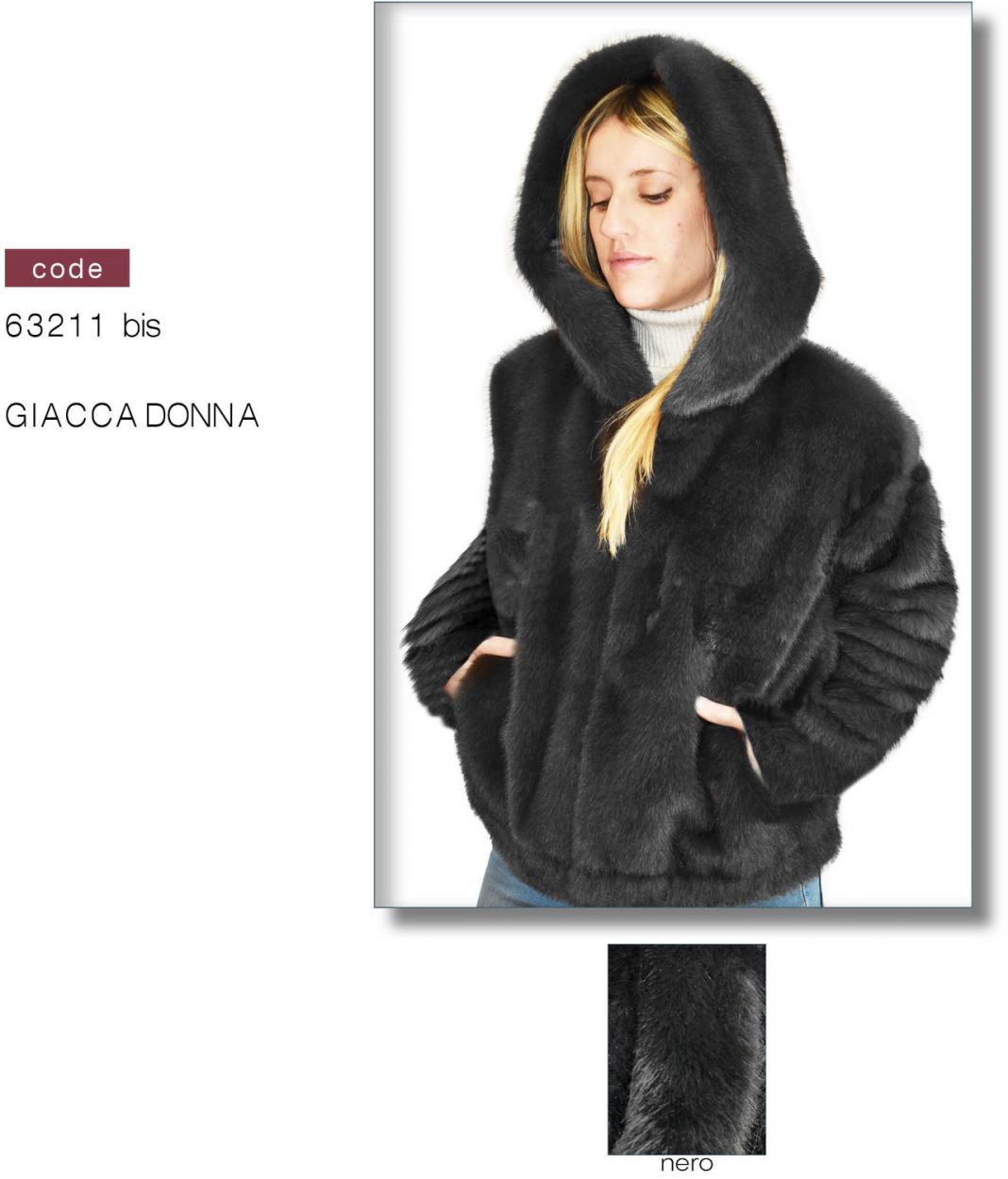 63211BISN GIACCA CON PELO CON MANICHE NERO 41100