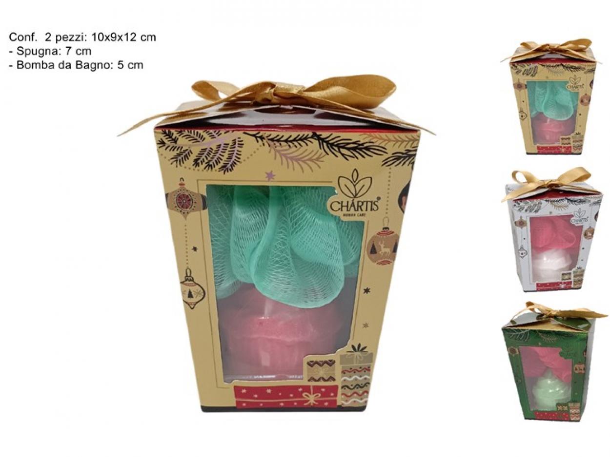 CONFEZIONE REGALO BOMBA DA BAGNO 120gr CON SPUGNA 402192 40649