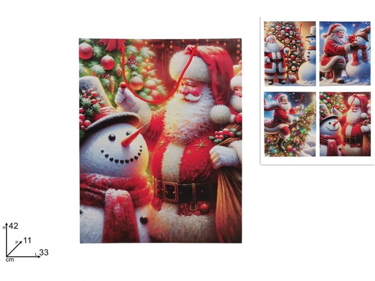 BUSTA REGALO NATALE CON PUPAZZO DI NEVE 42x33x11cm 388656 40649