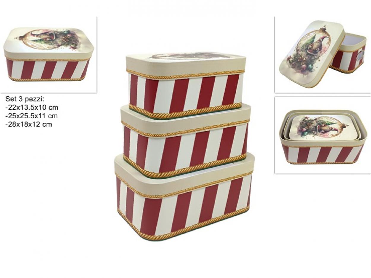 SCATOLE CARTONE RETTANGOLARI SET 3pz FANTASIA A STRISCE 397696 40649
